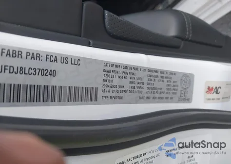 2020 Jeep Grand Cherokee Srt из США, поврежденный, VIN 1C4RJFDJ8LC370240